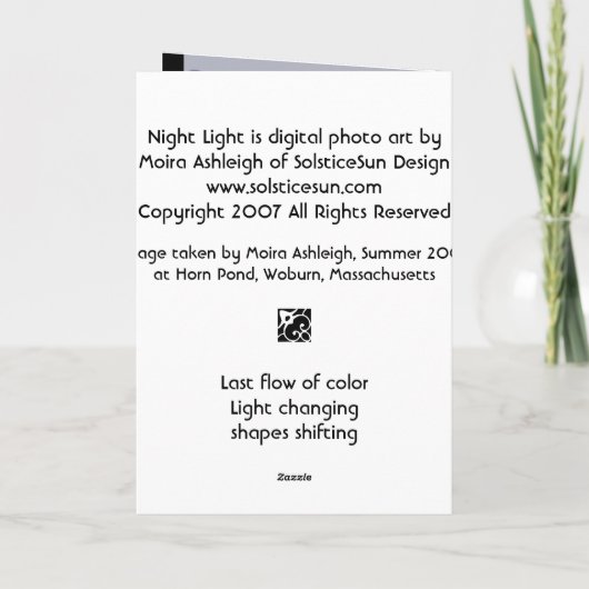 Night Light Kaart (Achterkant)