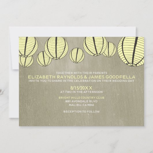 Night Light Wedding Invitations Kaart (Voorkant)