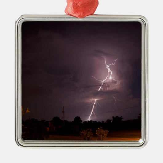 Night lightning Storm wolken Metalen Ornament (Voorkant)