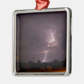 Night lightning Storm wolken Metalen Ornament (Links)