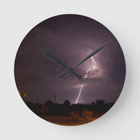 Night lightning Storm wolken Ronde Klok (Voorkant)