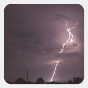 Night lightning Storm wolken Vierkante Sticker