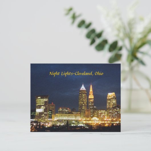 Night Lights Cleveland Ohio Briefkaart (Staand voorkant)