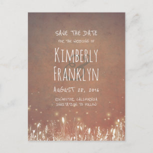 Night Lights Firefly Rustic Country Save the Date Aankondigingskaart