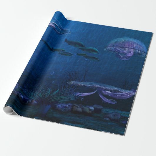 Night Lights Jellyfish Aquarium Cadeaupapier (Uitgerold)