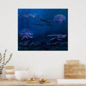 Night Lights Jellyfish Aquarium Poster (Keuken)
