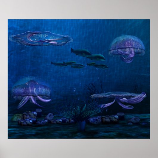 Night Lights Jellyfish Aquarium Poster (Voorkant)