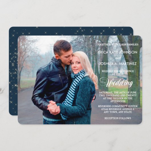 Night Lights Photo Template Weddenschap Kaart (Voorkant / Achterkant)