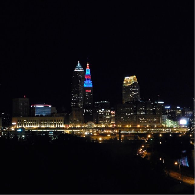Night Lights Skyline Cleveland Staand Fotobeeldje (Voorkant)