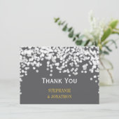 Night Lights Star Lights Geel Grijs Dank je Bedankkaart (Staand voorkant)