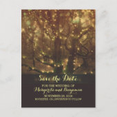 Night Lights Trees Rustic Save The Date Briefkaart (Voorkant)