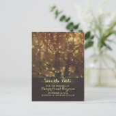 Night Lights Trees Rustic Save The Date Briefkaart (Staand voorkant)