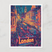 Night London Engeland Vintage Travel Illustratie Briefkaart (Voorkant)