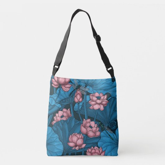 Night lotus garden crossbody tas (Achterkant)