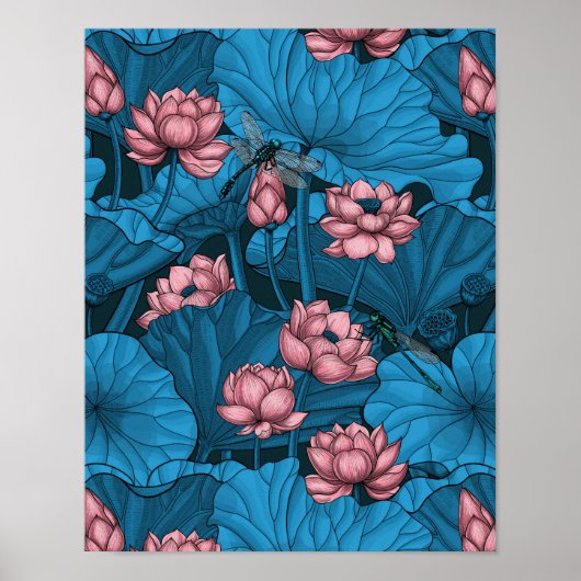 Night lotus garden poster (Voorkant)