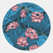 Night lotus garden ronde sticker (Voorkant)