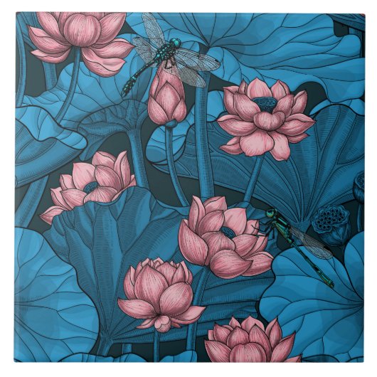 Night lotus garden tegeltje (Voorkant)