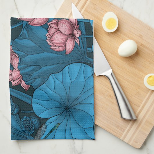 Night lotus garden theedoek (Quarter Fold)