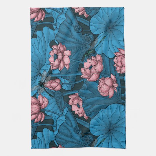 Night lotus garden theedoek (Verticaal)