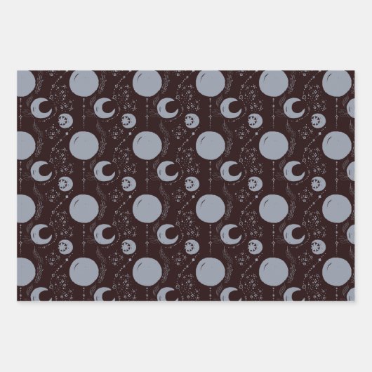 Night Magic Witchy Dark Boho Glam Celestial Inpakpapier Vel (Voorkant 3)