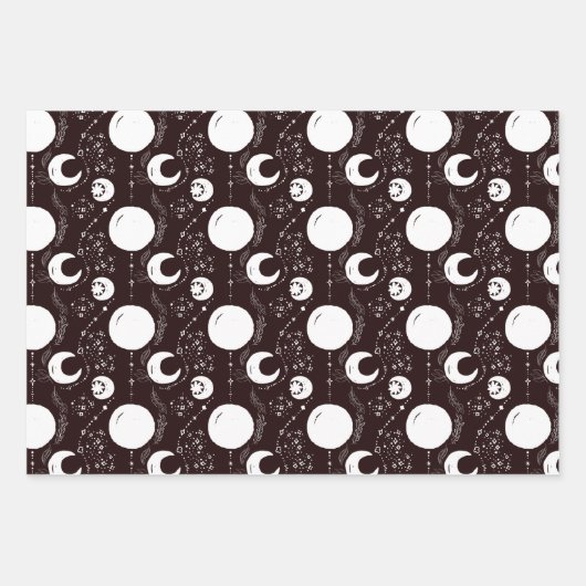 Night Magic Witchy Dark Boho Glam Celestial Inpakpapier Vel (Voorkant)