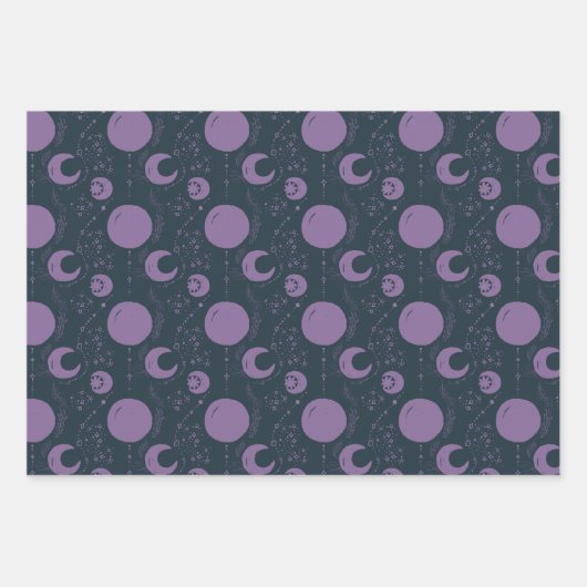Night Magic Witchy Dark Boho Glam Celestial Pastel Inpakpapier Vel (Voorkant 2)