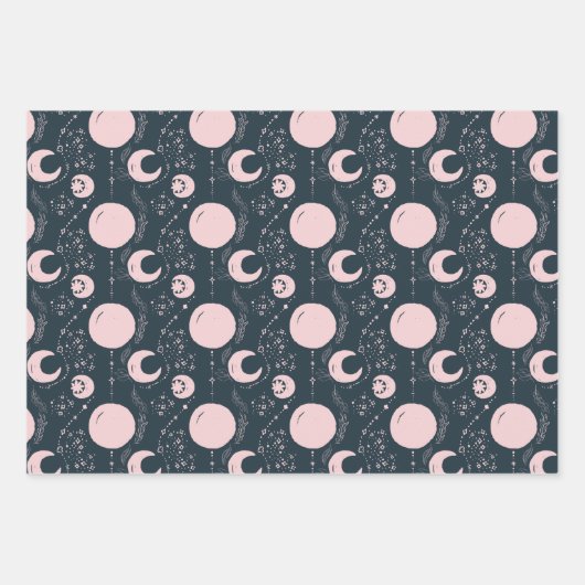 Night Magic Witchy Dark Boho Glam Celestial Pastel Inpakpapier Vel (Voorkant)