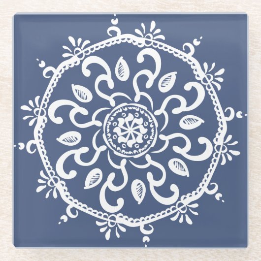 Night Mandala Glazen Onderzetter (Voorkant)