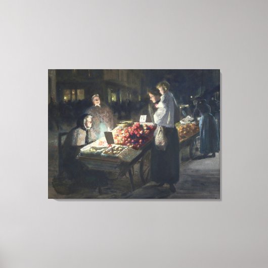 Night Market Scene Canvas Afdruk (Voorkant)