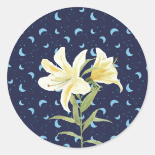 Night Moon Casablanca Lily Ronde Sticker