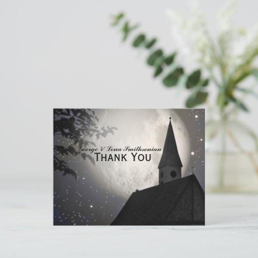Night Moon Country Church Dank u wel Bedankkaart (Staand voorkant)