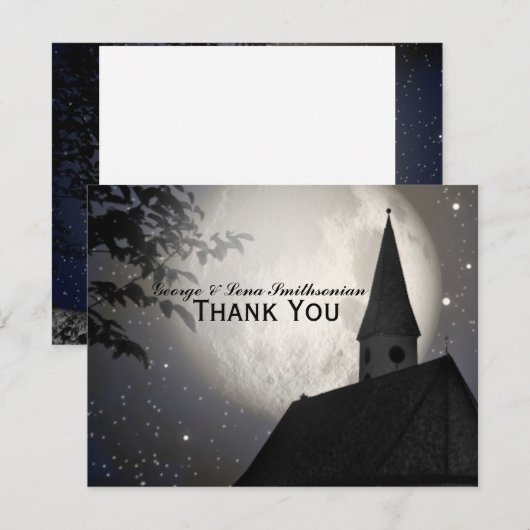 Night Moon Country Church Dank u wel Bedankkaart (Voorkant / Achterkant)