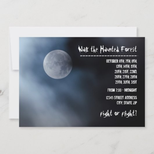 Night Moon - Haunted Forest Invitation Kaart (Voorkant)