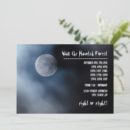 Night Moon - Haunted Forest Invitation Kaart (Staand voorkant)