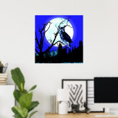 Night Moon Owl op een Poster van de Tak (Thuiskantoor)