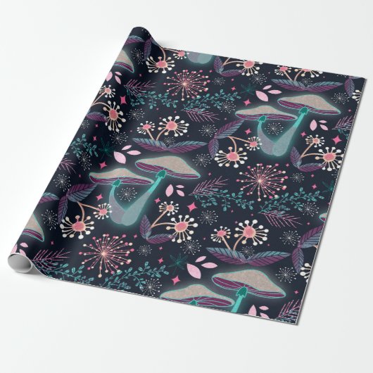 Night Mushroom Garden Cadeaupapier (Uitgerold)