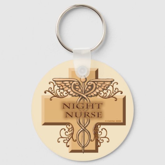 Night Nurse Cross Caduceus Sleutelhanger (Voorkant)