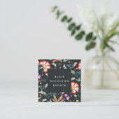 Night Oasis | Floral Pattern Square Visitekaartjes (Staand voorkant)