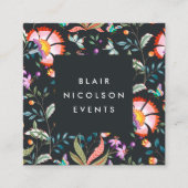 Night Oasis | Floral Pattern Square Visitekaartjes (Voorkant)