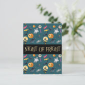 'Night of Fright' Green Halloween Pattern Briefkaart (Staand voorkant)