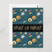 'Night of Fright' Green Halloween Pattern Briefkaart (Voorkant / Achterkant)