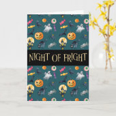 'Night of Fright' Green Halloween Pattern Kaart (Gele Bloem)
