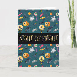 'Night of Fright' Green Halloween Pattern Kaart