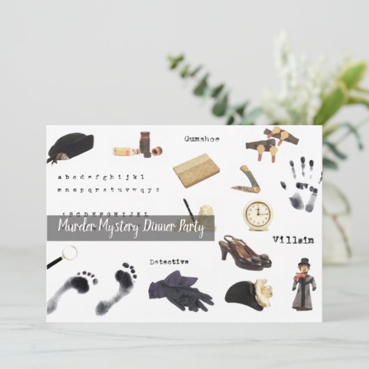 Night of Murder Mystery Who Done It Dinner Party b Kaart (Staand voorkant)