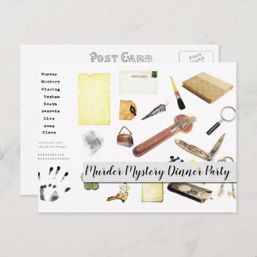 Night of Murder Mystery Who Done It Dinner Party b Uitnodiging Briefkaart (Voorkant / Achterkant)