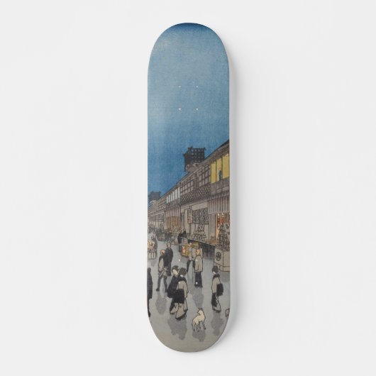 Night of Saruwaka-machi  Ukiyo-e Japans Persoonlijk Skateboard (Voorkant)
