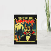 Night Of The Vampurr Funny Cat Halloween  Kaart (Voorkant)