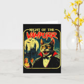 Night Of The Vampurr Funny Cat Halloween Kaart (Gele Bloem)