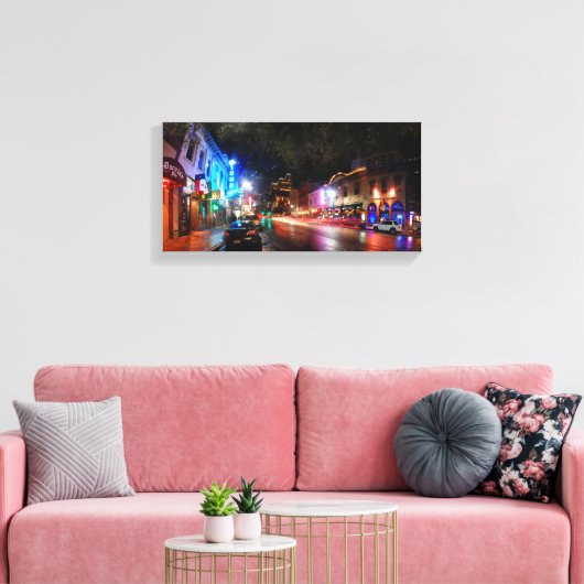 Night on 6th Street - Austin Texas Canvas Afdruk (Insitu (Woonkamer))