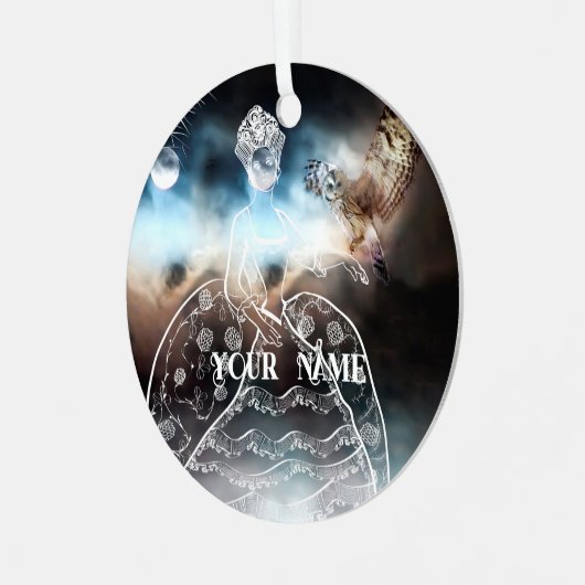 Night Owl and Lady Metalen Ornament (Voorkant links)